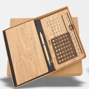 Wooden Diary, Pen & Lifetime Calender - Three In One